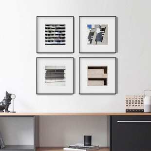 简约现代黑白艺术组合装饰画北欧客厅建筑美学挂画沙发背景墙版画