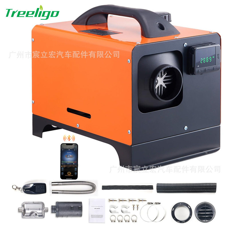 厂家批发驻车加热器卧式一体12V24V220V8KW蓝牙挖机农用车暖风机