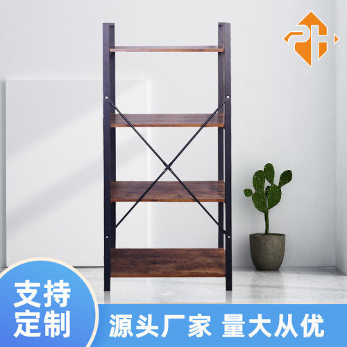 折叠书架落地简易儿童客厅储物置物架卧室收纳小型铁艺书柜