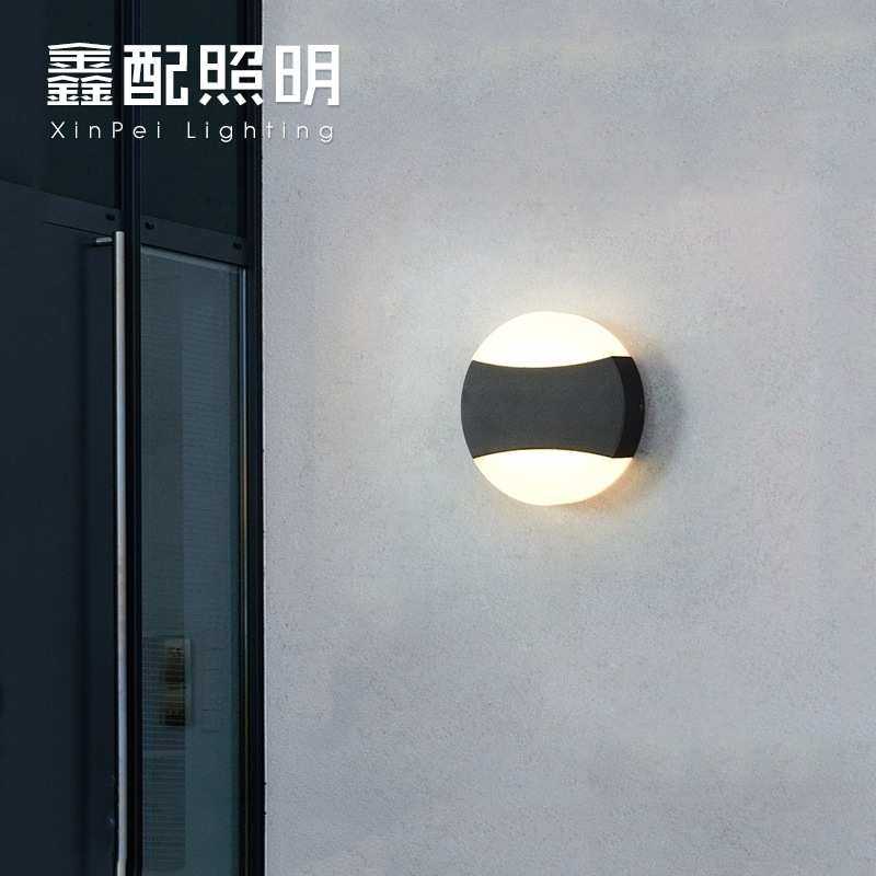 led壁灯防水户外亚克力圆形日食灯个性创意花园阳台门口外墙灯