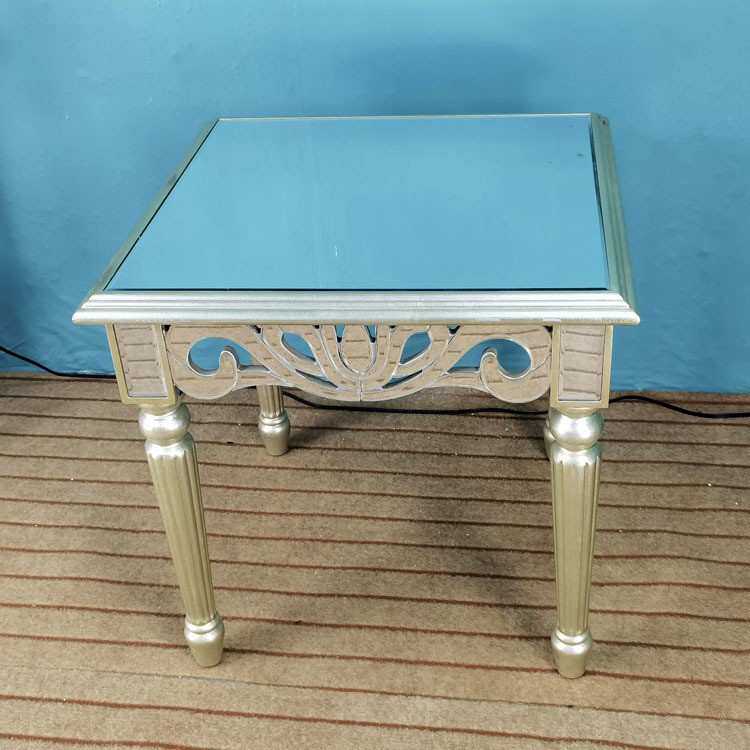 美式复古实木沙发茶几小桌子客厅阳台长方形做旧雕花边几法式家具