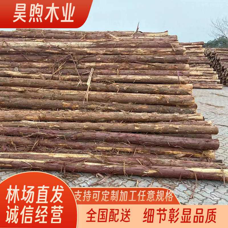 樟子松原木柱料工程打桩木古建花旗松松木原木实木条户外防腐木