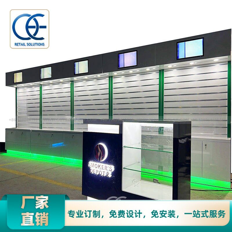 流行玻璃展台带灯多层烟柜展示架展示台时尚圆形玻璃展台创意靠墙
