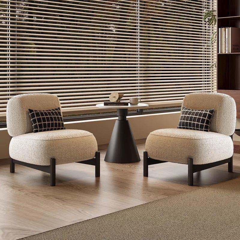 奶油风客厅单人沙发椅轻奢高级感阳台休闲单人椅极简设计师家用