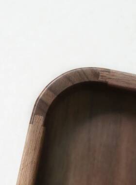 超艺角新品新中式榫卯托结构圆质盘轻NUA奢风黑胡桃木木带抓手托