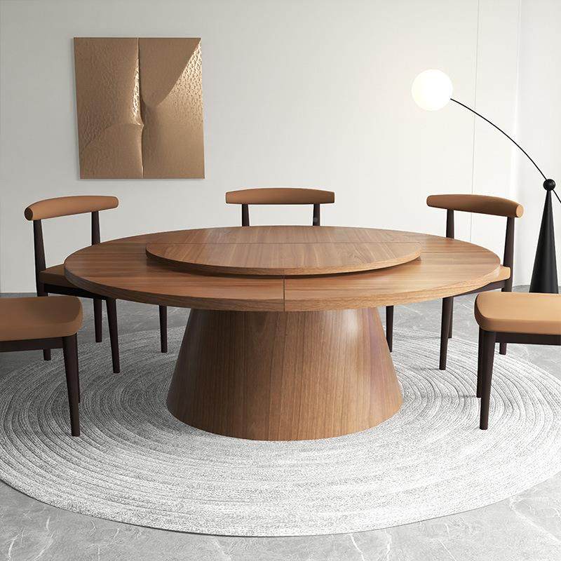 折圆叠餐桌小户型家用现代简约轻奢转圆盘C107形桌面旋商板用实木