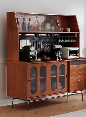 复厅古实木餐边柜简约纳柜客靠墙储FQB物柜子中古玄关一收玻璃酒