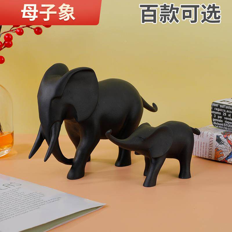 母子象大象摆家件办合成树脂艺术摆子母象件新书房客厅居家公装饰