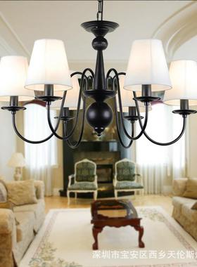 直美式村风铁艺吊灯销乡loft美式创格意客厅卧室餐651厅吊灯