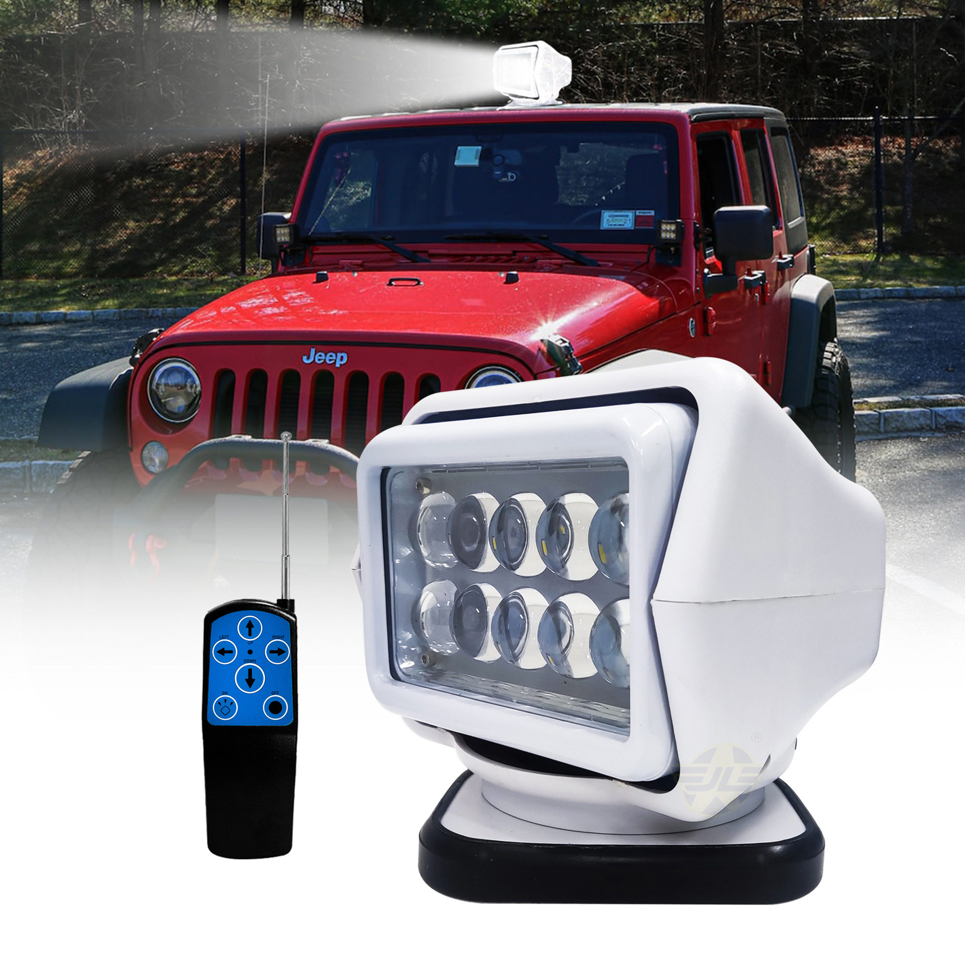 遥控灯 智能遥控车载探照灯搜索灯船用探照灯汽车大灯LED12V24V10