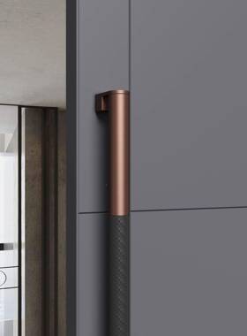 高档手有框钢玻璃大门拉不锈钢金色实双木包化厢门把手XWC加厚黑