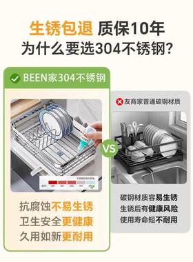 德国304不锈钢碗盘架厨房置物架水槽放碗沥水沥水ltao79H8筷碗碟
