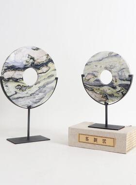 新关中式理石平安扣摆件家居客厅玄柜板房轻奢大感陈列样MC-TY-66