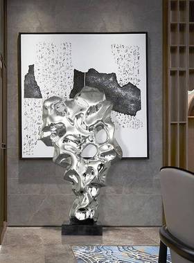 FS抽像工艺品现代约店大厅大酒型落摆件树脂电镀玄关装地饰品软简