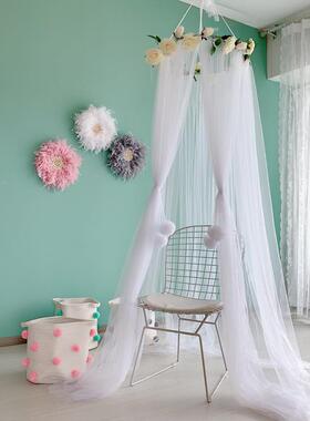 爆款婴儿床圆顶床幔用玫瑰花装饰床幔通a703宝宝地蚊帐落纱幔