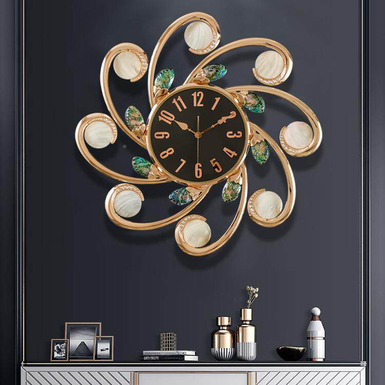 2023款欧式轻意奢创挂钟高档厅23006E鲍玄关客钟表网红大气时新尚