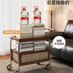 移动边可几小餐车家中古风985实木小推车餐桌收纳置物边架客厅用