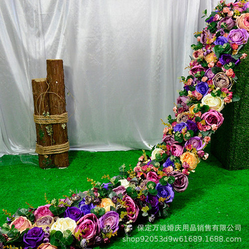 婚庆签到区摆尾 婚庆拖尾 舞台装饰摆件 婚庆道具婚庆路引花 花艺