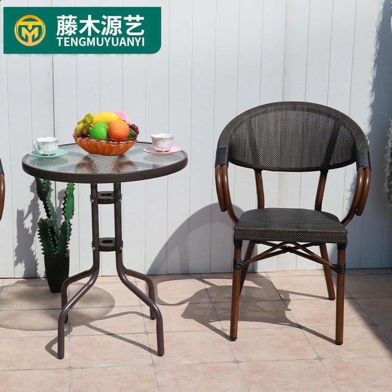 藤木源艺户外桌K-23006椅阳件藤椅三套露天花园桌椅台院室外庭休