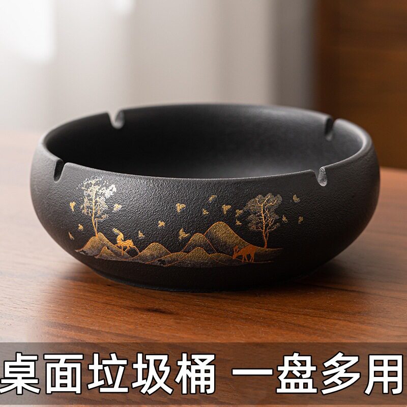 桌面垃圾桶家用客厅创意茶几桌上的垃圾盘创意小型果皮碗盒烟B&r