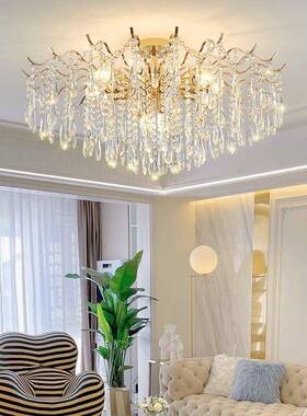 尚水吸顶晶灯LED简约现代奶油风卧铁艺室53679餐厅客厅吊灯时轻奢