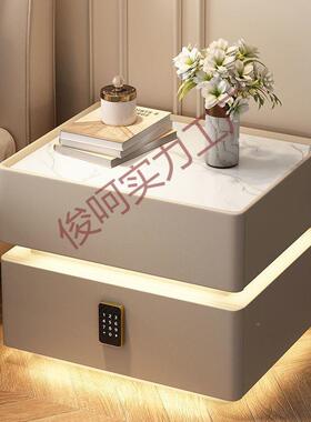 卧奢室悬浮YNV无床头柜简约带灯实现木代轻智能多功能线充电床边