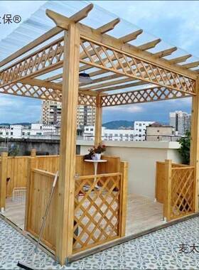 碳防腐木廊葡萄架庭院长凉亭户外花园化NGJ爬藤花实木庭院家架麦