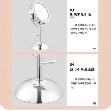 式带灯家用led镜子台生宿舍桌女面卧室梳妆镜补光面化妆MYU双镜调