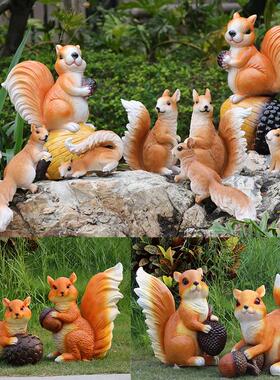 仿真动物花园模型小松鼠玻璃钢雕塑假松鼠挂饰庭院造景景观装饰品