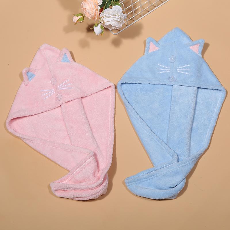 新款珊瑚绒干发帽双层加厚包头毛巾超细纤维可爱卡通吸水浴帽