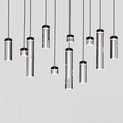 北欧后现代创意个性餐厅吧台吊灯简约卧室床头LED玻璃圆柱吊灯