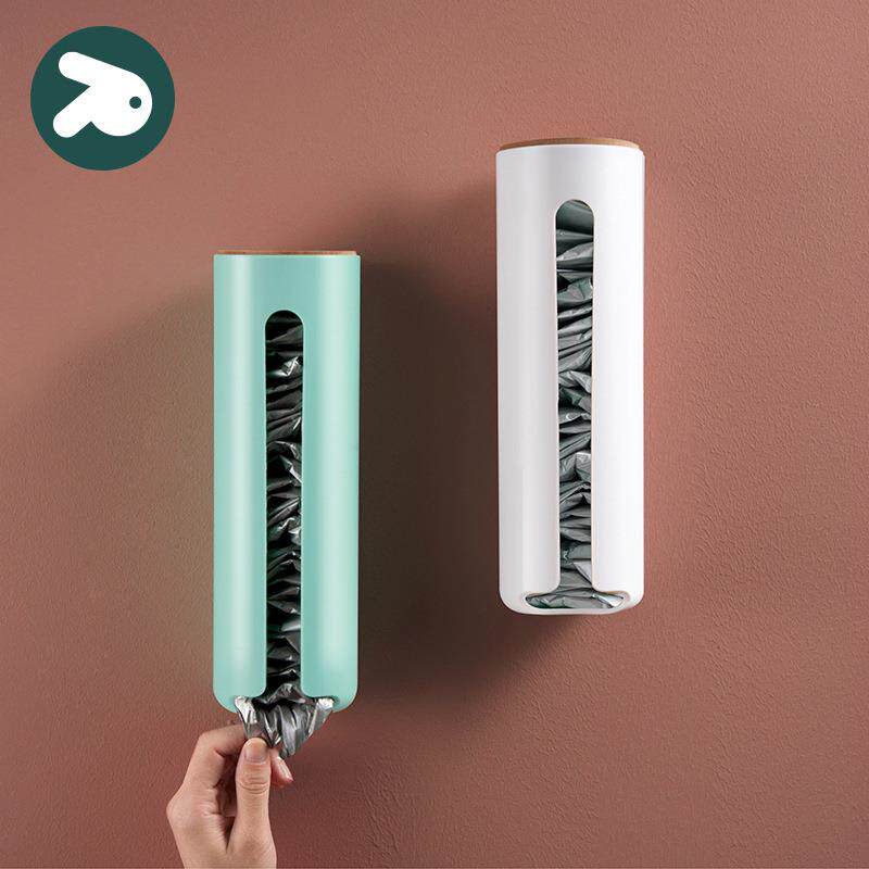 无痕吸盘垃圾袋收纳盒 厨房卫生间塑料袋收纳盒北欧风鞋套收纳盒