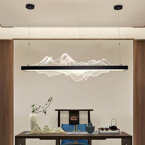 新中式吊灯茶室餐厅客厅书房民宿个性国风长条led灯广东中山灯饰