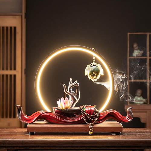 中式创意佛手莲花陶瓷办公室禅意灯摆件客厅博古架酒柜电视柜装饰