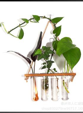 一层四孔原木色复古色壁挂式玻璃水培创意玻璃水培系列多种规格