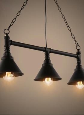 loft个性创意简约工业风餐厅酒吧台三头水管铁艺复古吊灯具