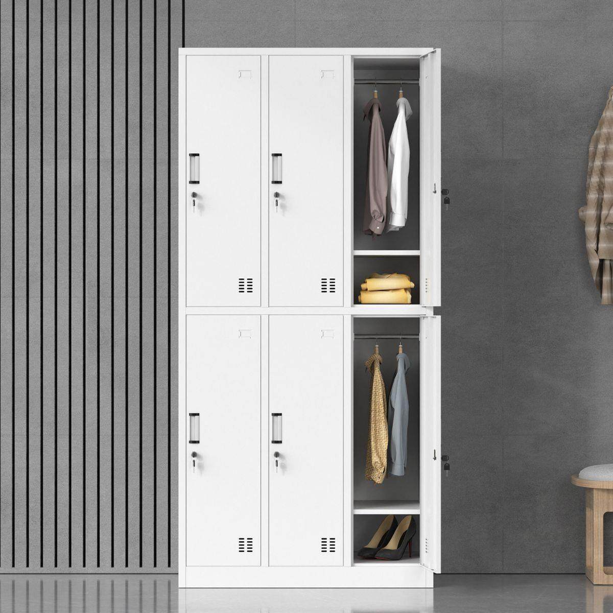 钢制员工六门更衣柜4门储物柜带锁工厂鞋柜宿舍换衣柜6门铁皮柜子