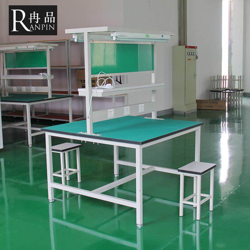 防静电工作台 操作台 电子厂工作桌子 带灯架带抽屉带插座 包装台