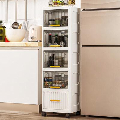 翻盖抽屉式透明家用收纳柜厨房置物架客厅零食柜子衣物整理收纳箱