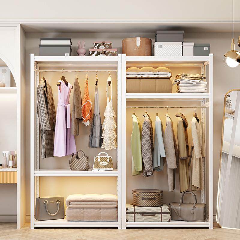 货架DIY简易衣柜开放式角钢衣架置物架出租房组装金属衣帽收纳架