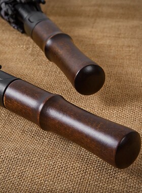 复古双层雨伞木制手柄车载商务长柄伞超大号双人高级感男生黑色伞