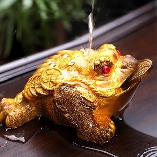 金蟾茶宠摆件精品可养变色茶具配件茶桌茶盘茶道金蝉招财茶台蟾蜍