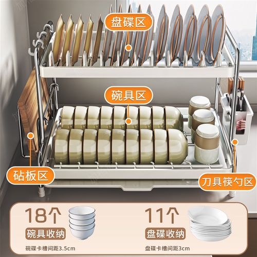 厨房碗碟置物架双层家用台面沥水碗架多功能放碗碟子盘子收纳层架