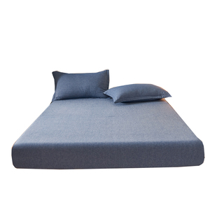 纯棉纯色色织水洗棉床笠单件定制135X190cm全棉床罩席梦思保护套