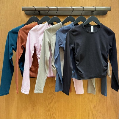 代购 lululemon All It Takes 女士罗纹运动抽绳修腰显瘦长袖T恤