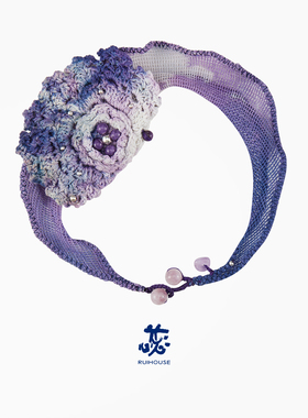 蕊工坊网纱钩织天然石银珠项链Choker 复古肌理感气质锁骨链颈饰