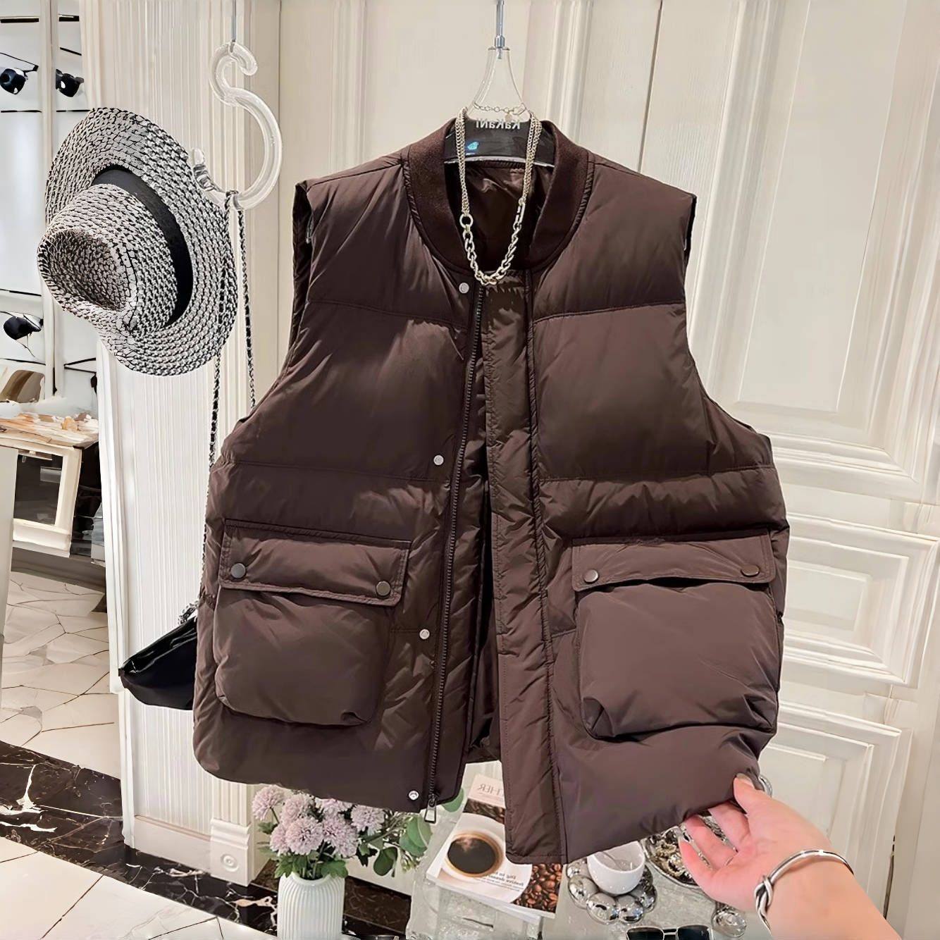 胖mm棉服马甲女秋冬季新款洋气大码宽松休闲百搭背心坎肩外套潮