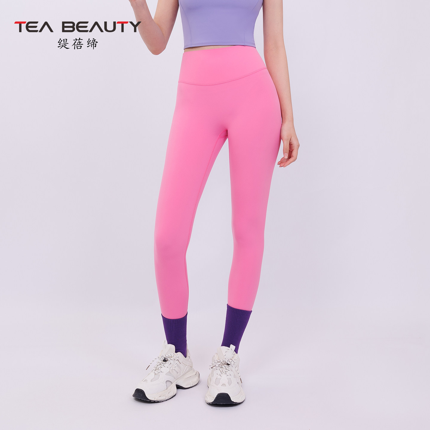 Tea Beauty塑形瑜伽裤九分裤女高腰普拉提九分裤运动健身鲨鱼裤夏