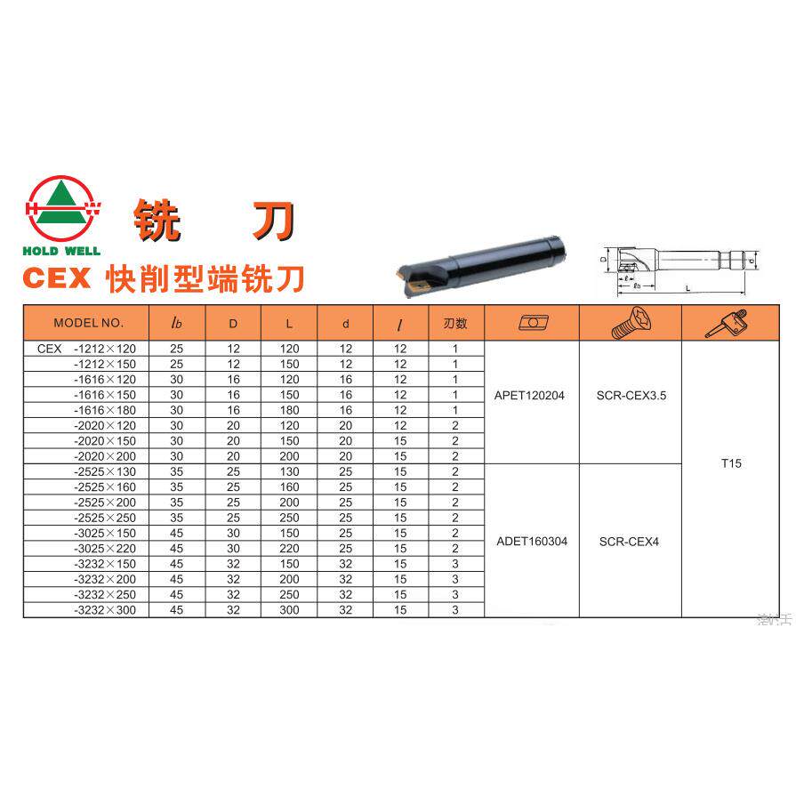 豪力辉CEX快削型端铣刀CEX-1212*120,全系可订
