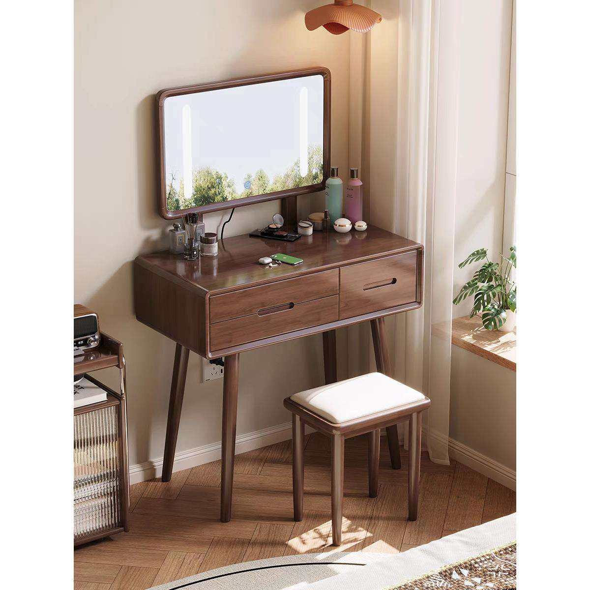 北欧实木化妆桌卧室小户型带镜子化妆台简约收纳柜一体轻奢梳妆台,模玩/动漫/周边/娃圈三坑/桌游,模型制作工具/辅料耗材,淘宝优惠券,粉丝福利购,淘宝优惠卷